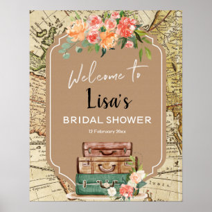Affiche Panneau de bienvenue pour un mariage avec une cart