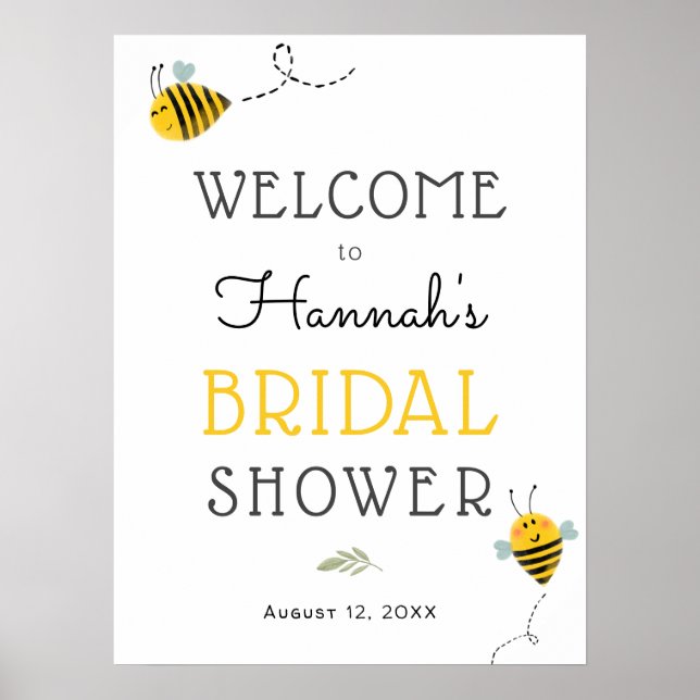 Affiche Panneau de bienvenue pour un mariage de abeilles (Devant)