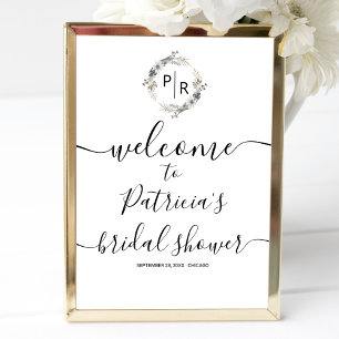 Affiche Panneau de bienvenue pour un mariage Monogram en p