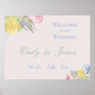 Affiche Panneau de Bienvenue pour un Mariage Romantique