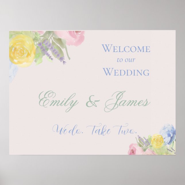 Affiche Panneau de Bienvenue pour un Mariage Romantique (Devant)