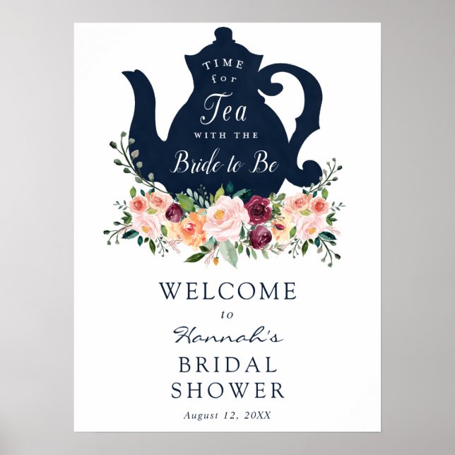 Affiche Panneau de bienvenue pour un mariage - Thé à cinq  (Devant)