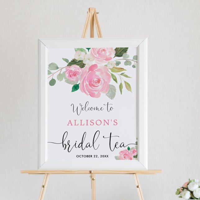 Affiche Panneau de bienvenue pour un thé de mariage floral (Créateur téléchargé)