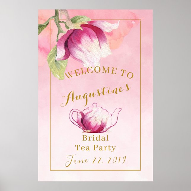Affiche Panneau de bienvenue pour un thé de mariage Magnol (Devant)