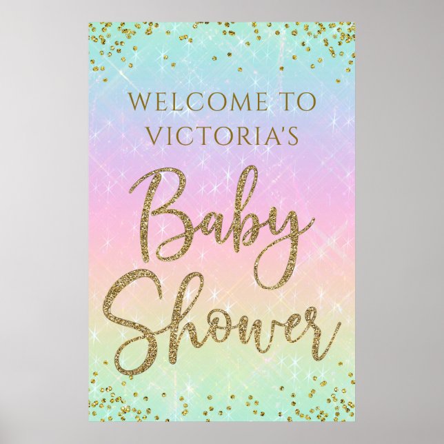 Affiche Panneau de bienvenue pour une baby shower arc-en-c (Devant)