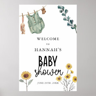 Affiche Panneau de bienvenue pour une baby shower boho neu