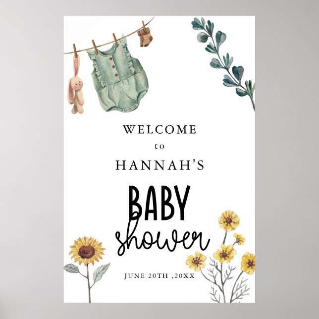 Affiche Panneau de bienvenue pour une baby shower boho neu (Devant)