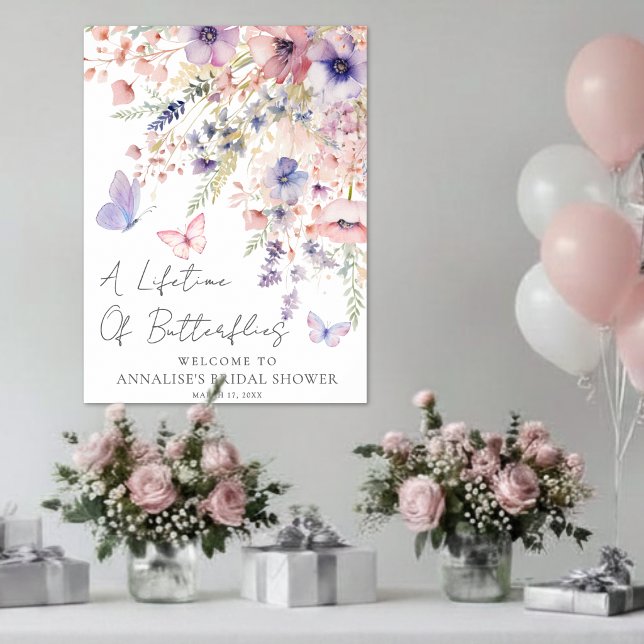 Affiche Panneau de bienvenue pour une baby shower de maria (Butterfly Wildflower Bridal Shower Welcome Sign )