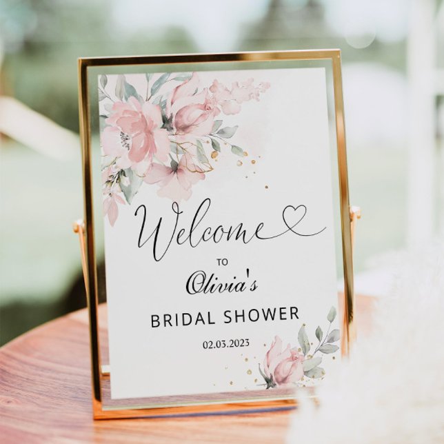 Affiche Panneau de bienvenue pour une baby shower de roses (Créateur téléchargé)