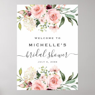 Affiche Panneau de bienvenue pour une baby shower de roses