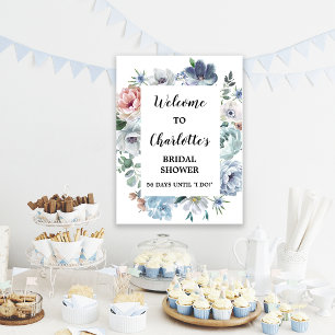 Affiche Panneau de bienvenue pour une baby shower Dusty Bl