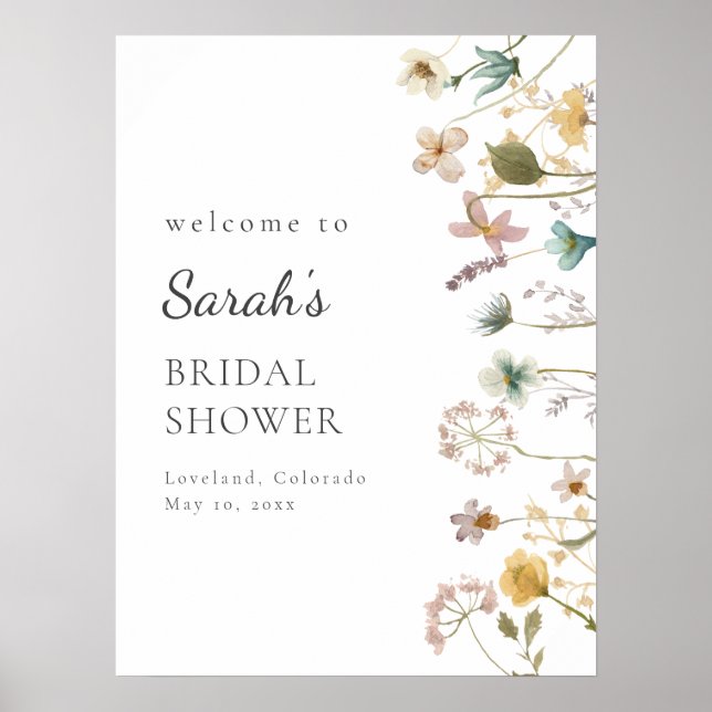 Affiche Panneau de bienvenue pour une baby shower florale  (Devant)