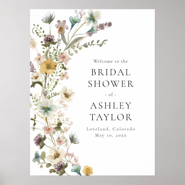Affiche Panneau de bienvenue pour une baby shower florale  (Devant)