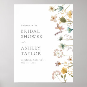 Affiche Panneau de bienvenue pour une baby shower florale 