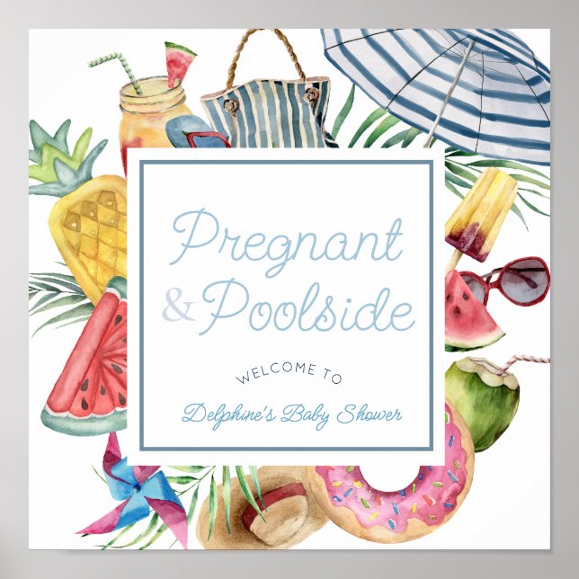 Affiche Panneau de bienvenue pour une Baby Shower garçon « (Devant)