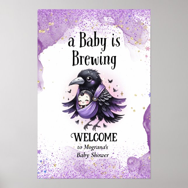 Affiche Panneau de bienvenue pour une baby shower gothique (Devant)