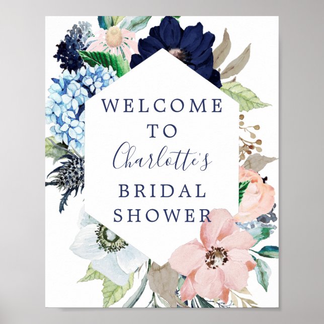 Affiche Panneau de bienvenue pour une baby shower Navy & B (Devant)