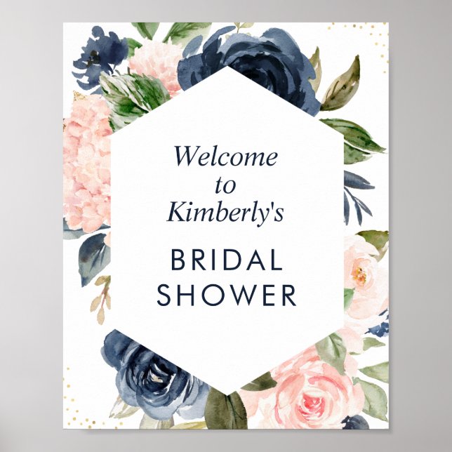 Affiche panneau de bienvenue pour une baby shower navy et  (Devant)