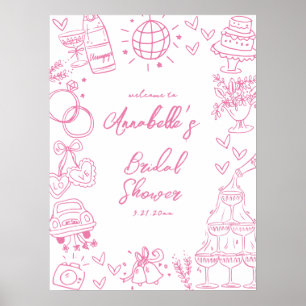 Affiche Panneau de bienvenue pour une baby shower rose des