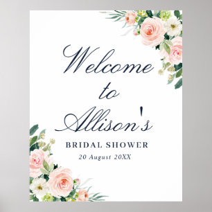 Affiche panneau de bienvenue pour une baby shower rose pou