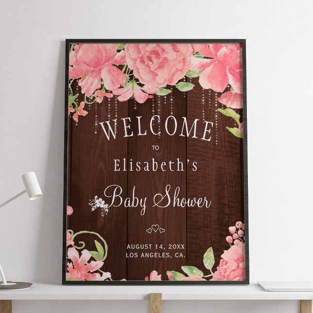 Affiche Panneau de bienvenue pour une baby shower rustique (Créateur téléchargé)