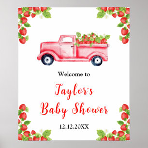 Affiche Panneau de bienvenue pour une baby shower Strawber