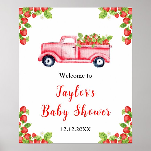 Affiche Panneau de bienvenue pour une baby shower Strawber (Devant)