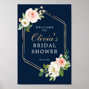 Affiche Panneau de bienvenue pour une douche de mariage bl