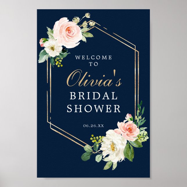 Affiche Panneau de bienvenue pour une douche de mariage bl (Devant)