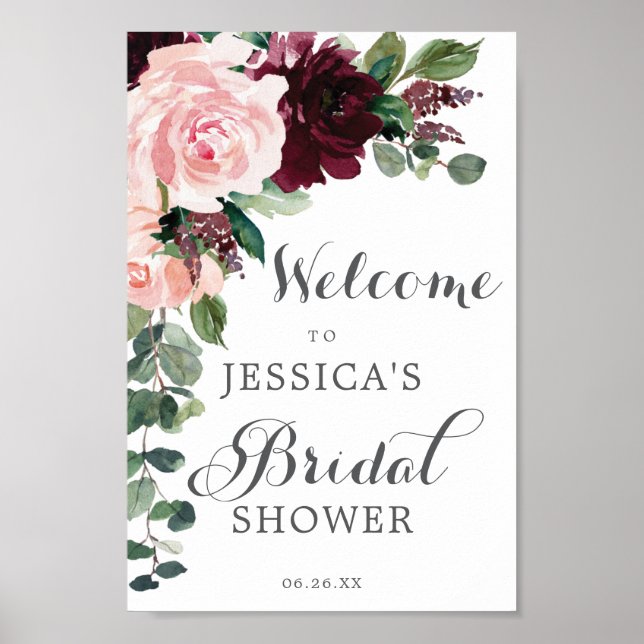 Affiche Panneau de bienvenue pour une douche de mariage bo (Devant)