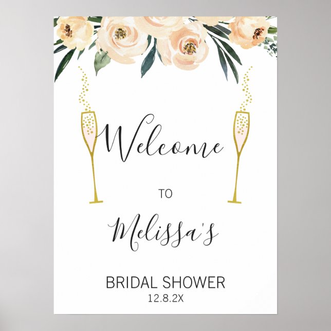 Affiche Panneau de bienvenue pour une douche de mariée en  (Devant)