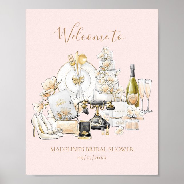 Affiche Panneau de bienvenue pour une douche de mariée noi (Devant)