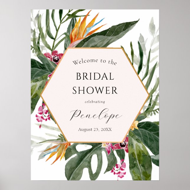 Affiche Panneau de bienvenue pour une douche nuptiale flor (Devant)