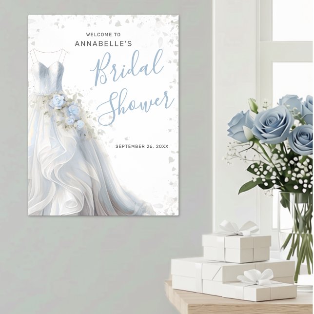 Affiche Panneau de bienvenue pour une élégante robe de mar (Elegant Wedding Dress Bridal Shower Welcome Sign )