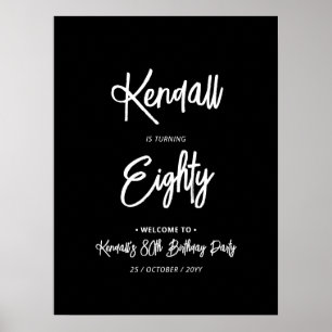 Affiche Panneau de bienvenue pour une fête chic de 80e ann