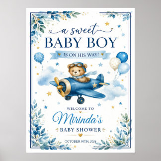Affiche Panneau de bienvenue pour une fête de bébé garçon