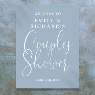 Affiche Panneau de bienvenue pour une fête de couples bleu