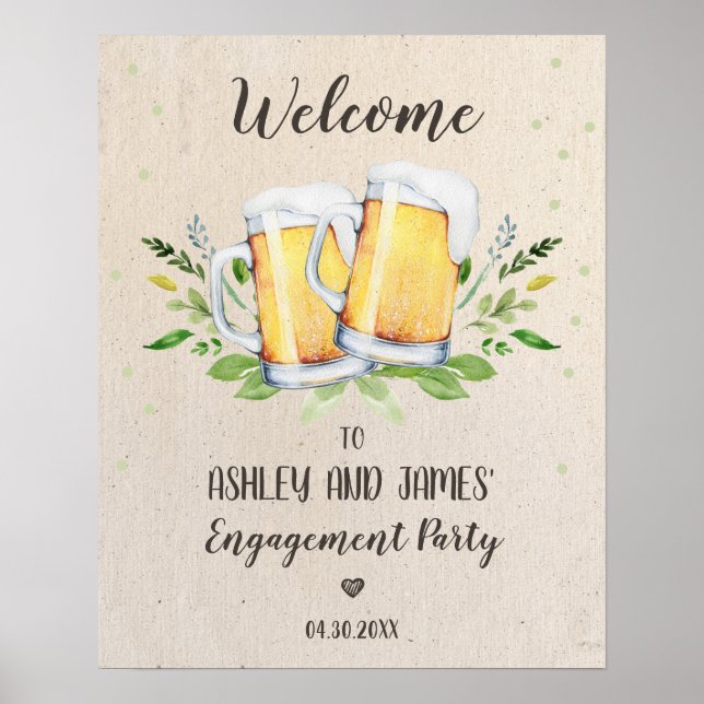 Affiche Panneau de bienvenue pour une fête de fiançailles  (Devant)