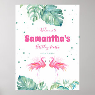 Affiche Panneau de bienvenue pour une fête de Flamingo Tro
