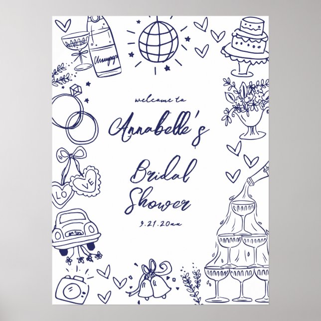 Affiche Panneau de bienvenue pour une fête de mariage dess (Devant)