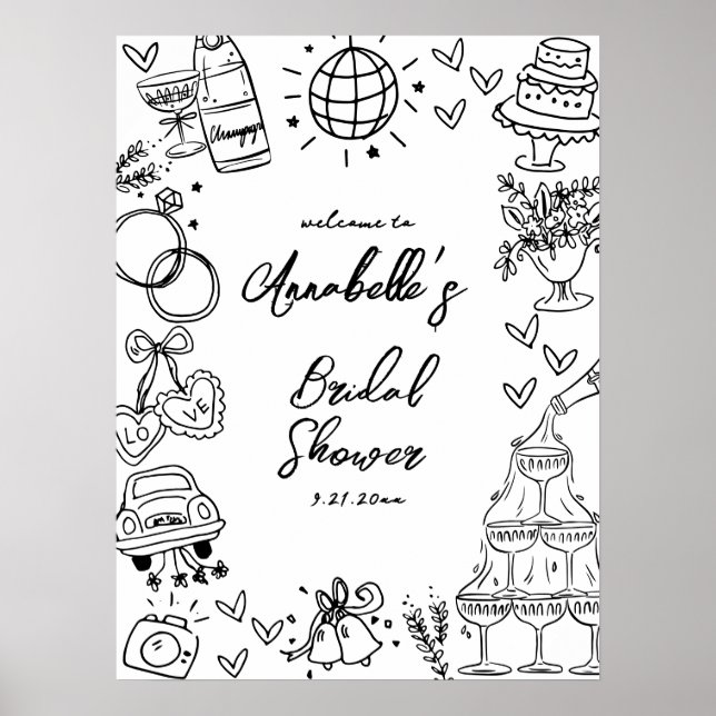 Affiche Panneau de bienvenue pour une fête de mariage dess (Devant)