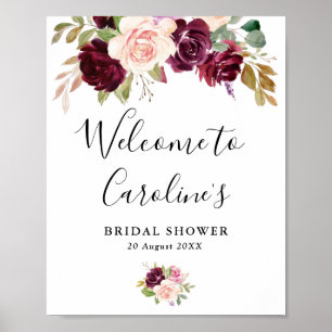 Affiche panneau de bienvenue pour une fête de mariage flor