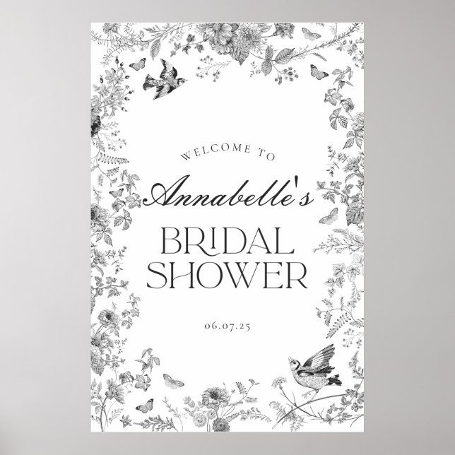 Affiche Panneau de bienvenue pour une fête de mariage flor (Devant)