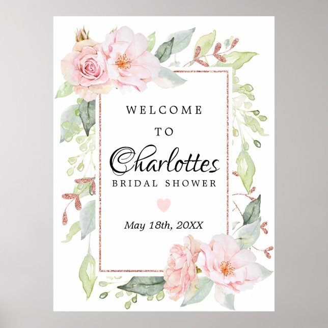Affiche Panneau de bienvenue pour une fête de mariage rose (Devant)