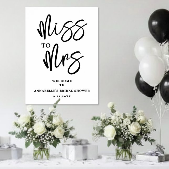 Affiche Panneau de bienvenue pour une fête de mariage simp (Simple Script Bridal Shower Welcome Sign)