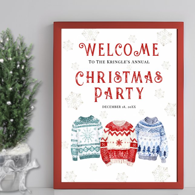 Affiche Panneau de bienvenue pour une fête de Noël festive (Festive Christmas Party Welcome Sign)