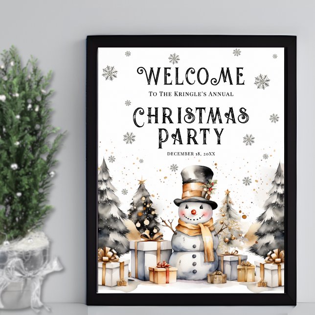 Affiche Panneau de bienvenue pour une fête de Noël festive (Festive Winter Christmas Party Welcome Sign)