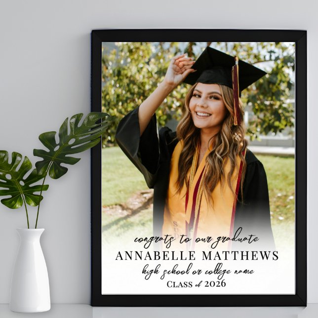 Affiche Panneau de bienvenue pour une fête de remise de di (Photo Graduation Party Welcome Sign)