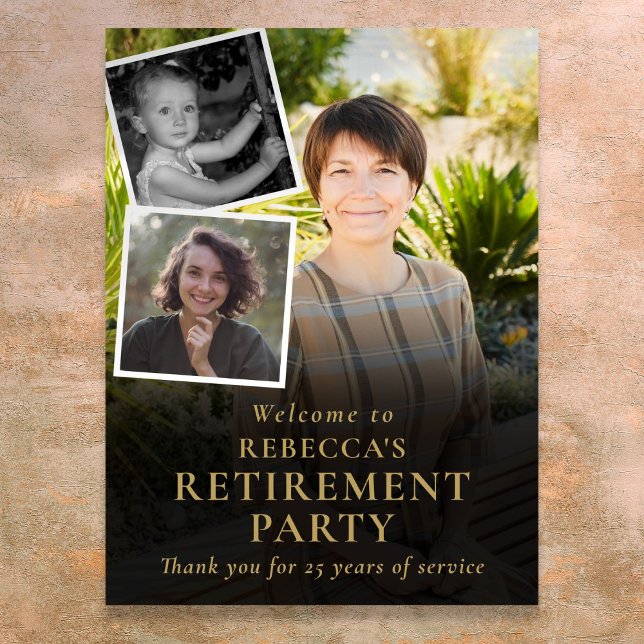 Affiche Panneau de bienvenue pour une fête de retraite en  (Photo Collage Retirement Party Welcome Sign)