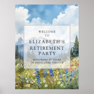 Affiche Panneau de bienvenue pour une fête de retraite flo